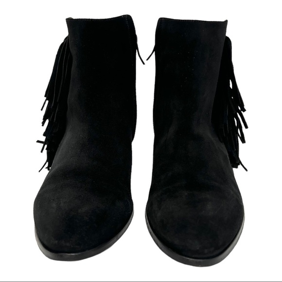 Barbara Bui Black Suede Leather Fringe Ankle Booties - Picture 4 of 13